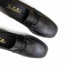 Εικόνα της Loafers μετ με τετράγωνη μύτη, μαύρο διακοσμητικό και χοντρό τακούνι 